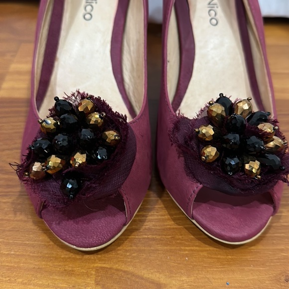 Klub Nico Open Toe Heels Color Wine Red Size 7M - Picture 3 of 16